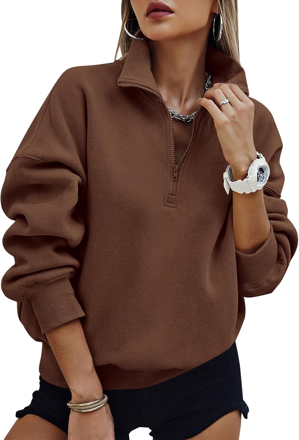 Trendy Oversized Half Zip Sweatshirts for Women in Fall 2025