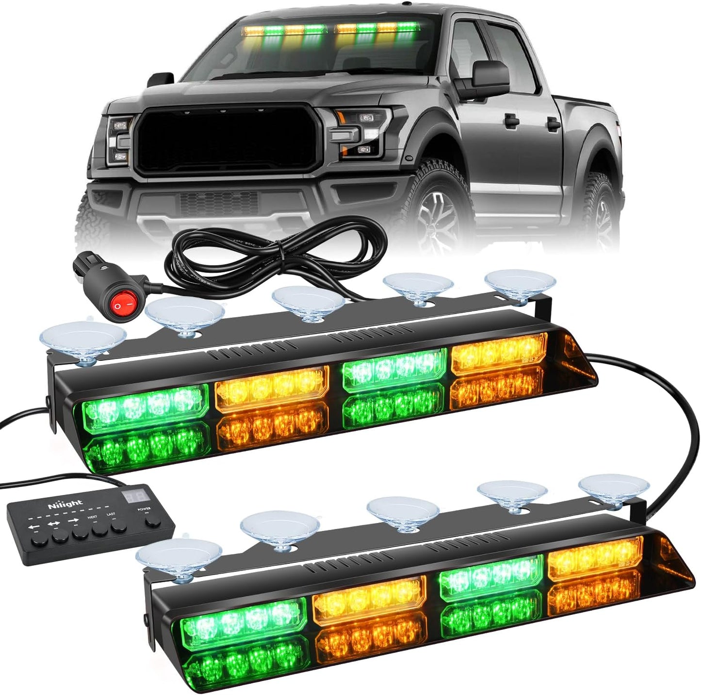 Nilight 32LED Emergency Dash Strobe Lights for Vehicles