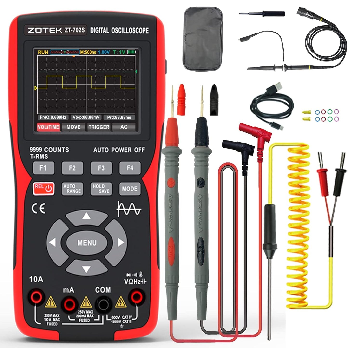 ZT-702S 2-in-1 Oscilloscope Multimeter with 2.8 Inch Display