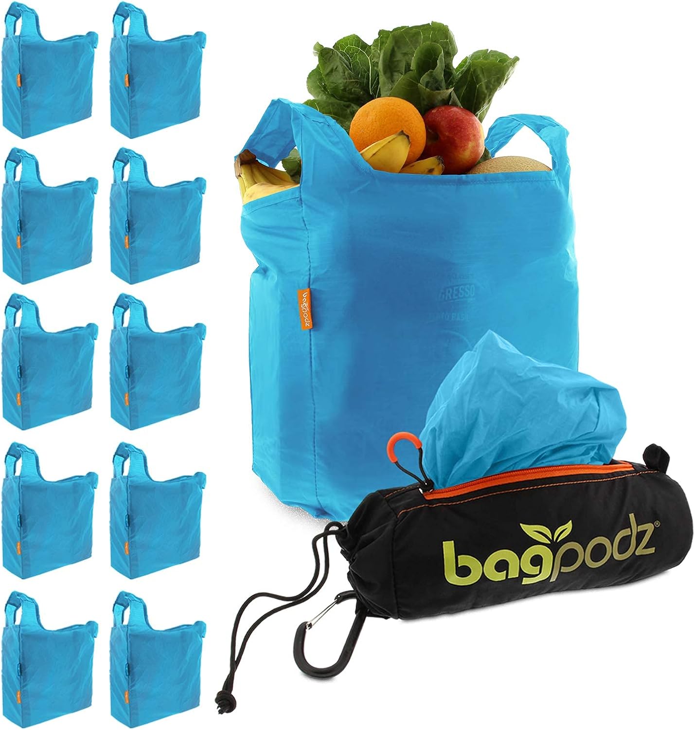 Sturdy Reusable Grocery Bags Made From RipStop Nylon - 10 Pack