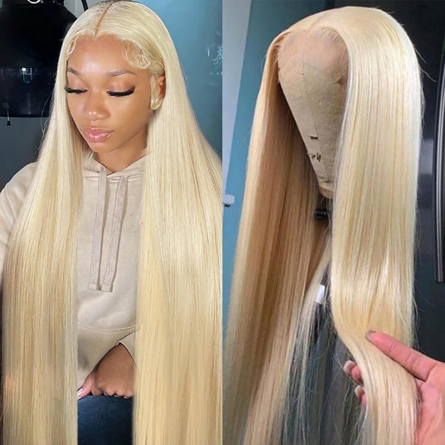 BZN 613 13x6 Lace Front Wig Human Hair 32 Inch Blonde Beauty
