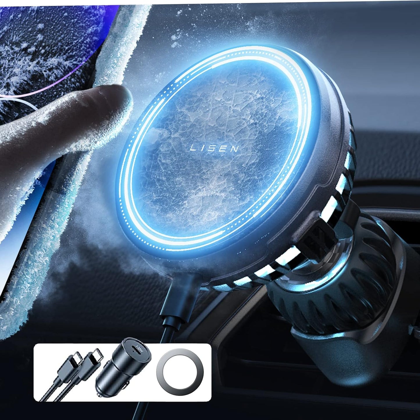Fastest Cooling 15w MagSafe Car Charger by LISEN