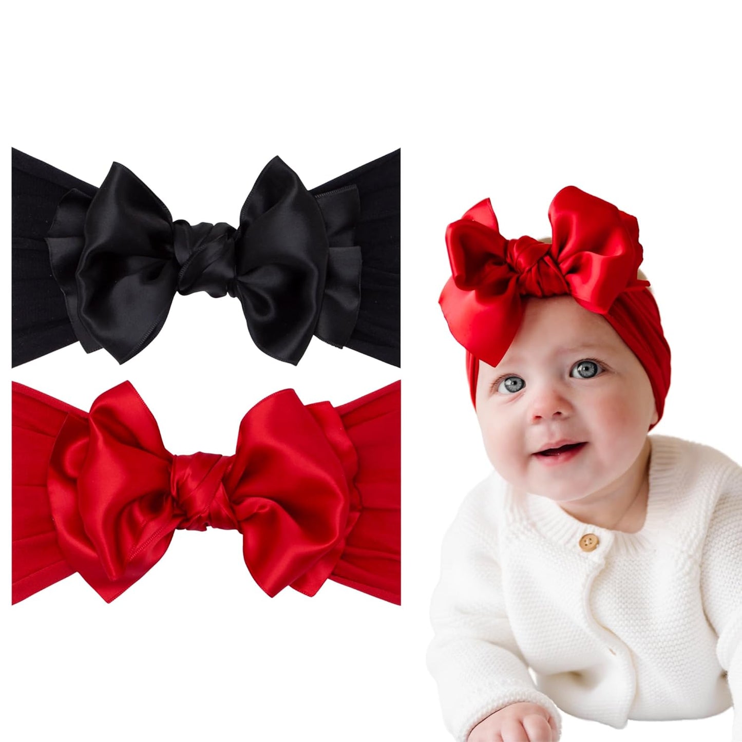 Baby Bling 2PK SATIN FAB Headbands for Stylish Baby Girls