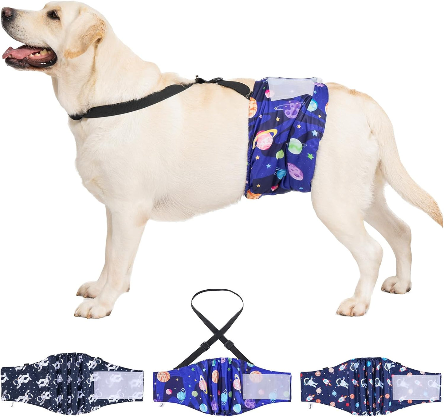 Avont Dog Belly Bands 3 Pack with Detachable Suspender - Escape Proof