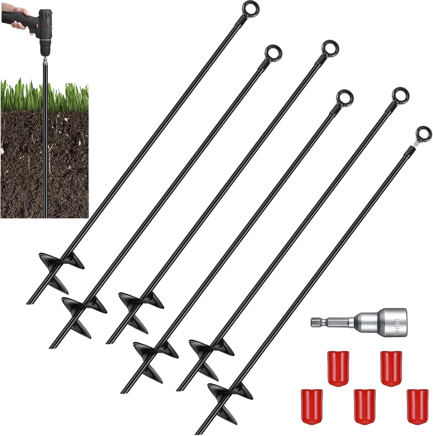 30 Inch Heavy Duty Ground Anchor Kit for Camping and Shelters