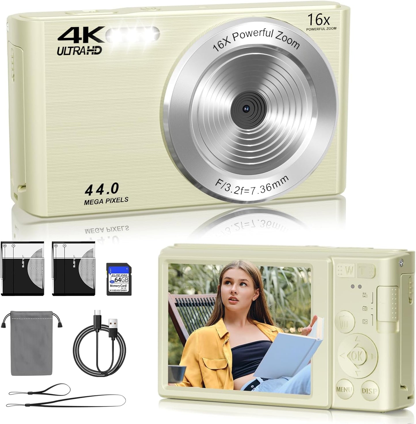 44MP 4K Compact Camera Bundle - Perfect for Teens!