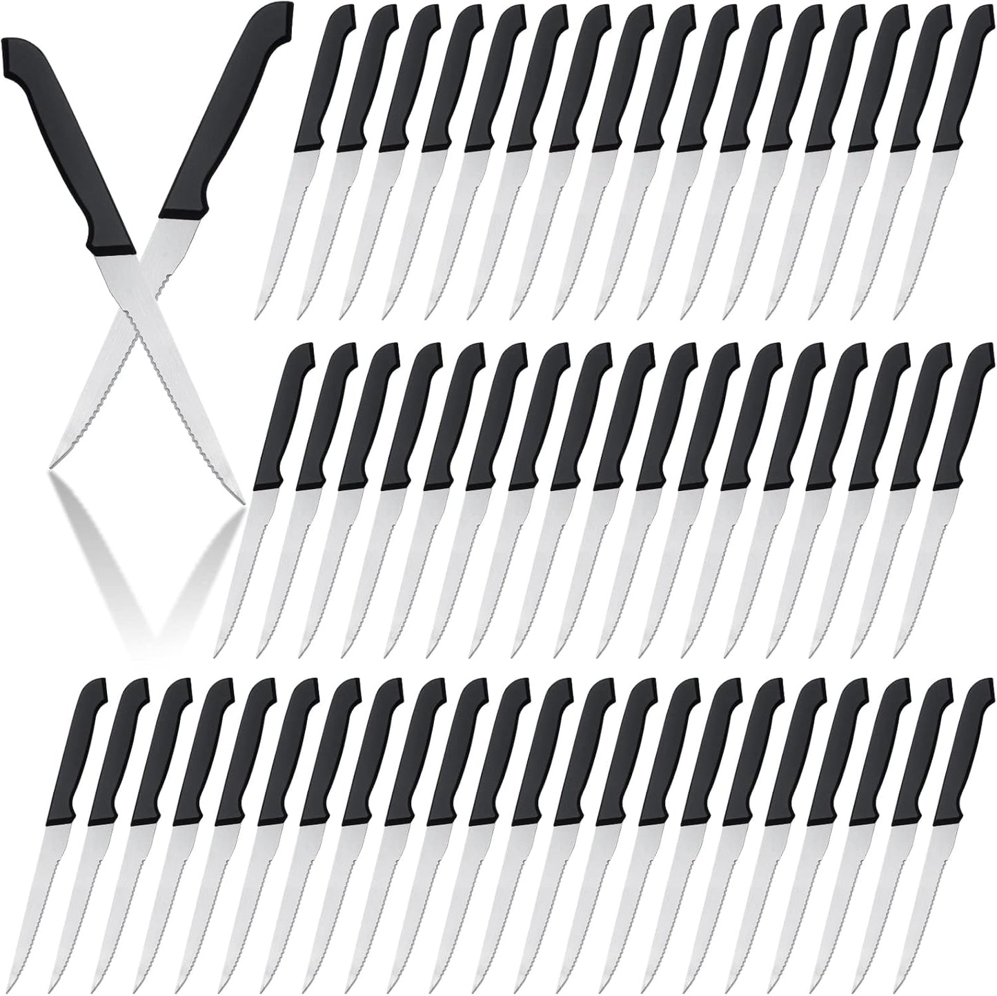 100 Pieces Serrated Edge Steak Knives for Kitchen and Dining