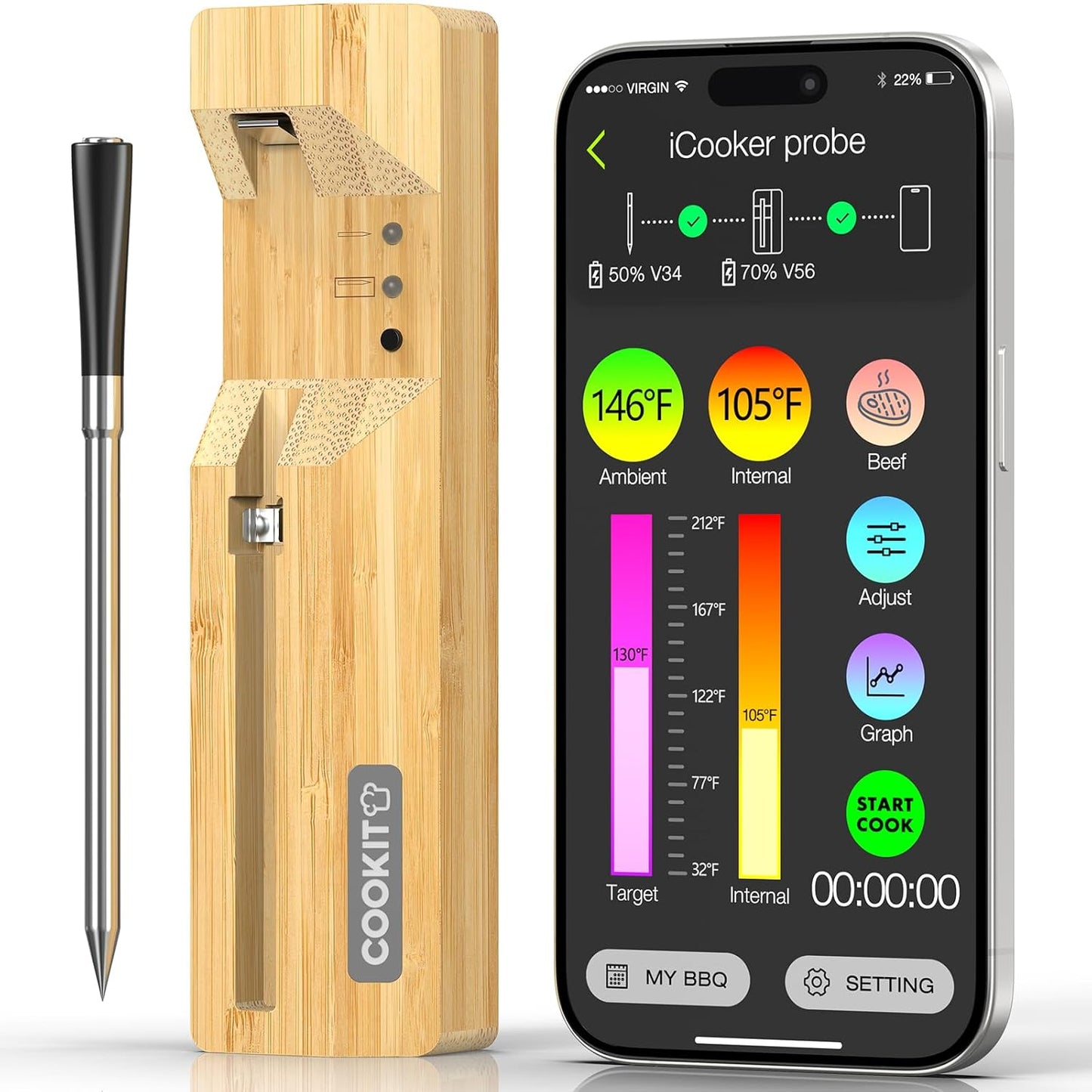Wireless Meat Thermometer - Cook Perfectly Every Time!