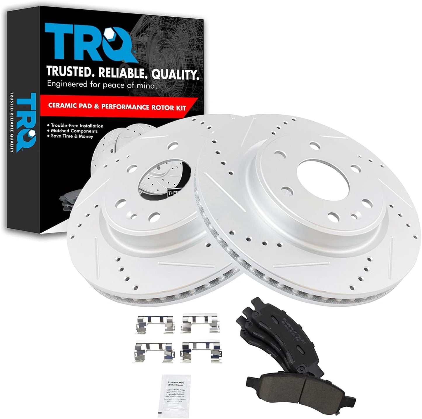 TRQ Front Brake Pad & Rotor Kit for Buick Enclave & More