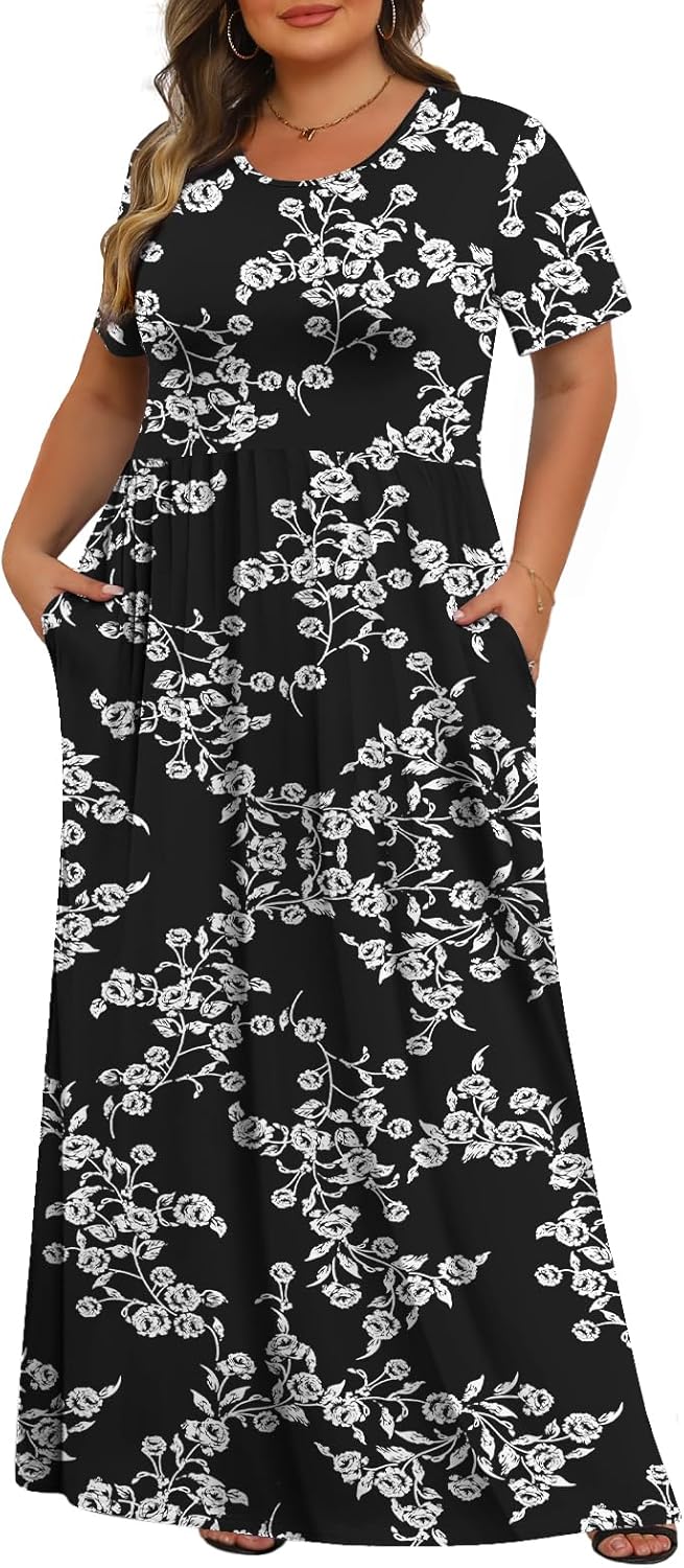 Tencede Womens Plus Size Maxi Dresses for Summer 2025
