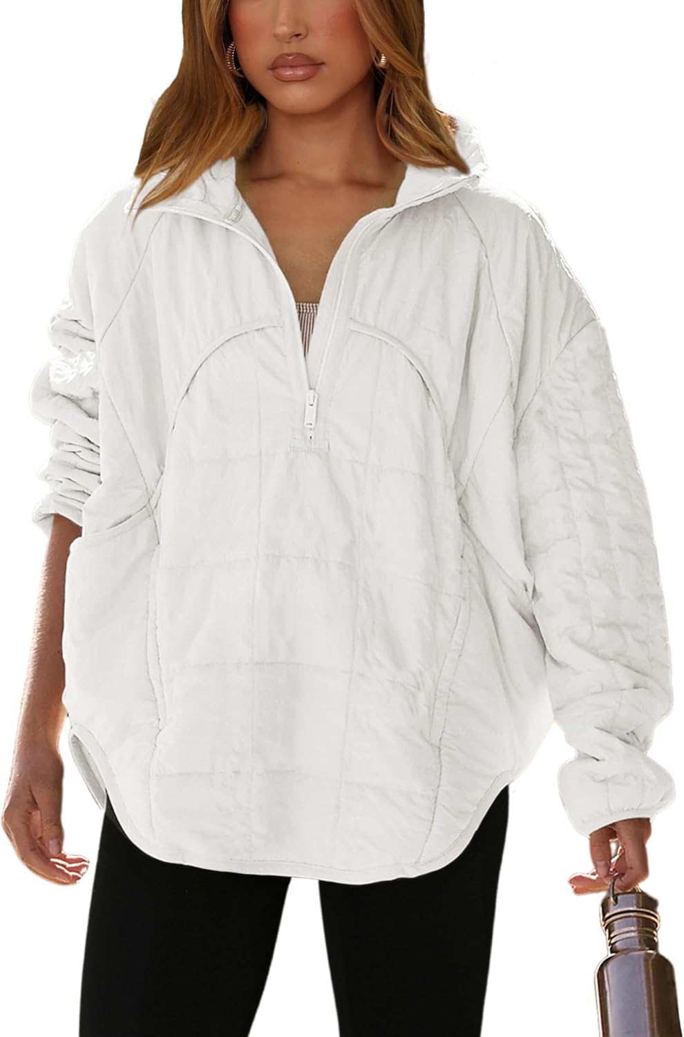 Daacee 2025 Oversized Lightweight Quilted Pullover Jacket