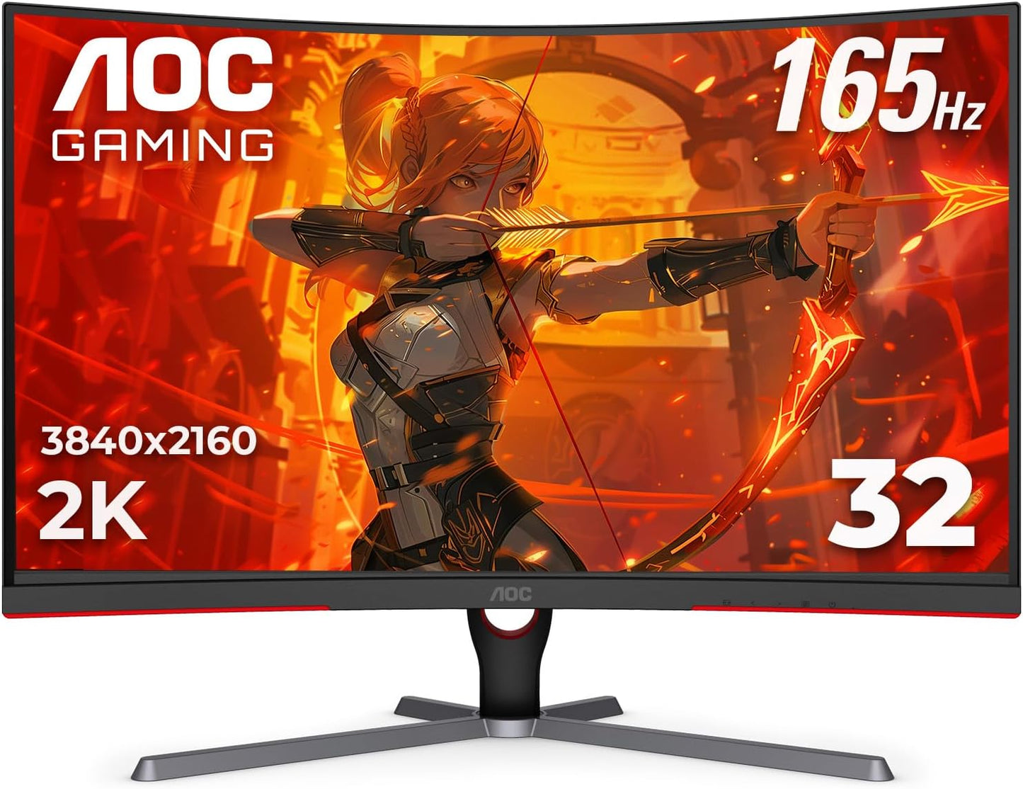 AOC 32 Curved Gaming Monitor - 2K QHD 165Hz 1ms