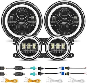 SUPAREE 7in LED Headlights and 4in Fog Lights for Jeep Wrangler