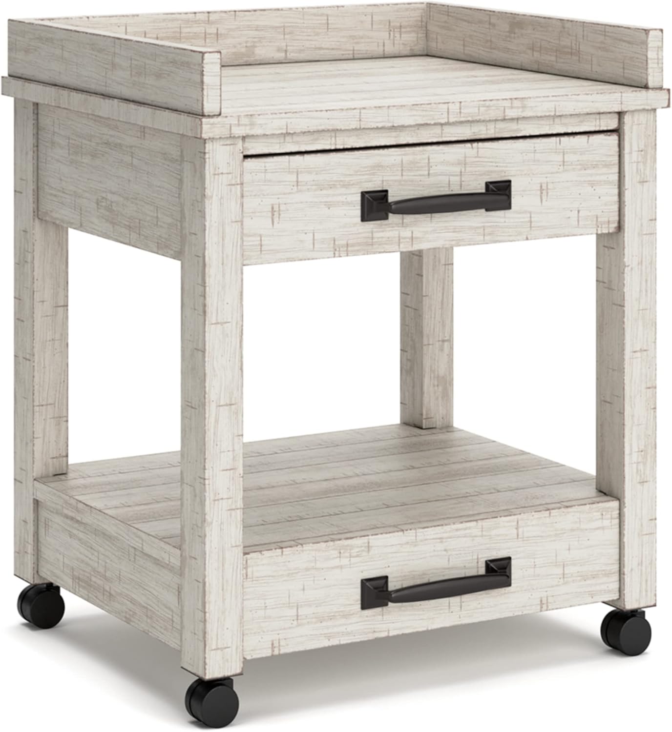 Carynhurst Rustic Farmhouse Printer Stand with Casters and Storage