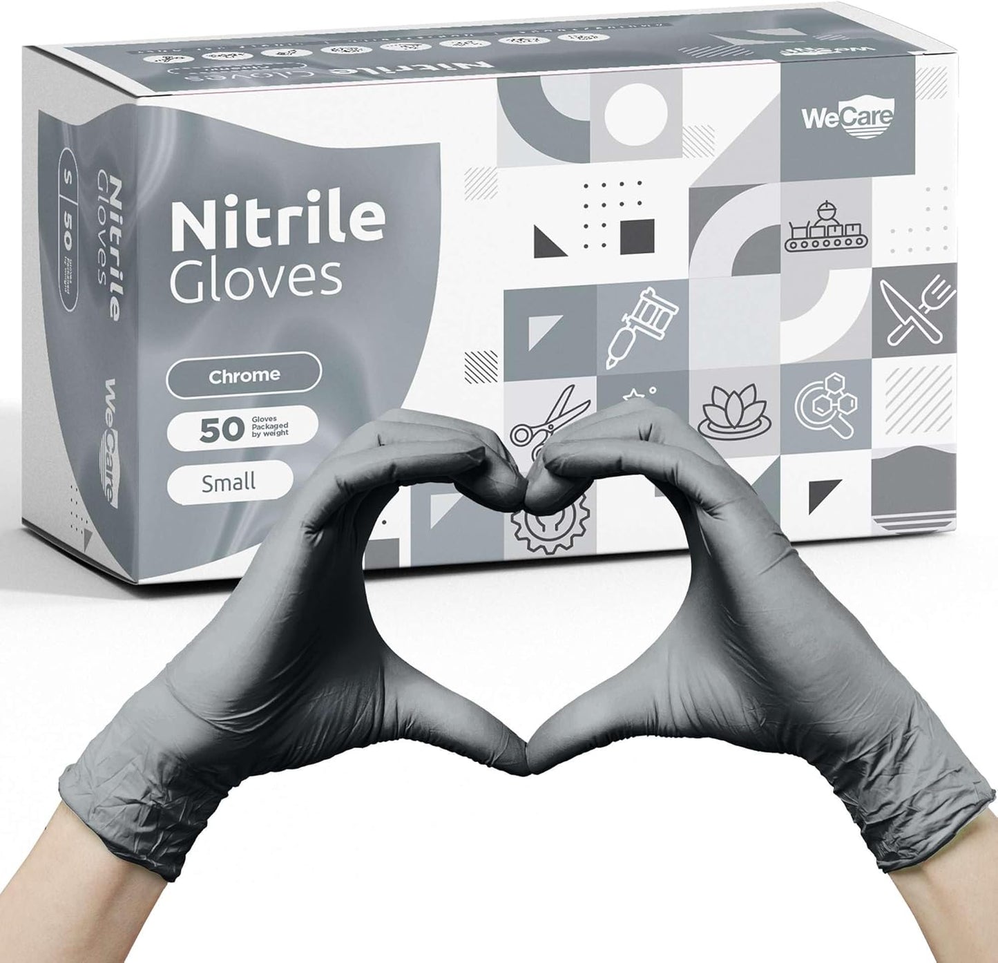 WECARE Chrome Nitrile Gloves - Powder & Latex Free - Food Safe