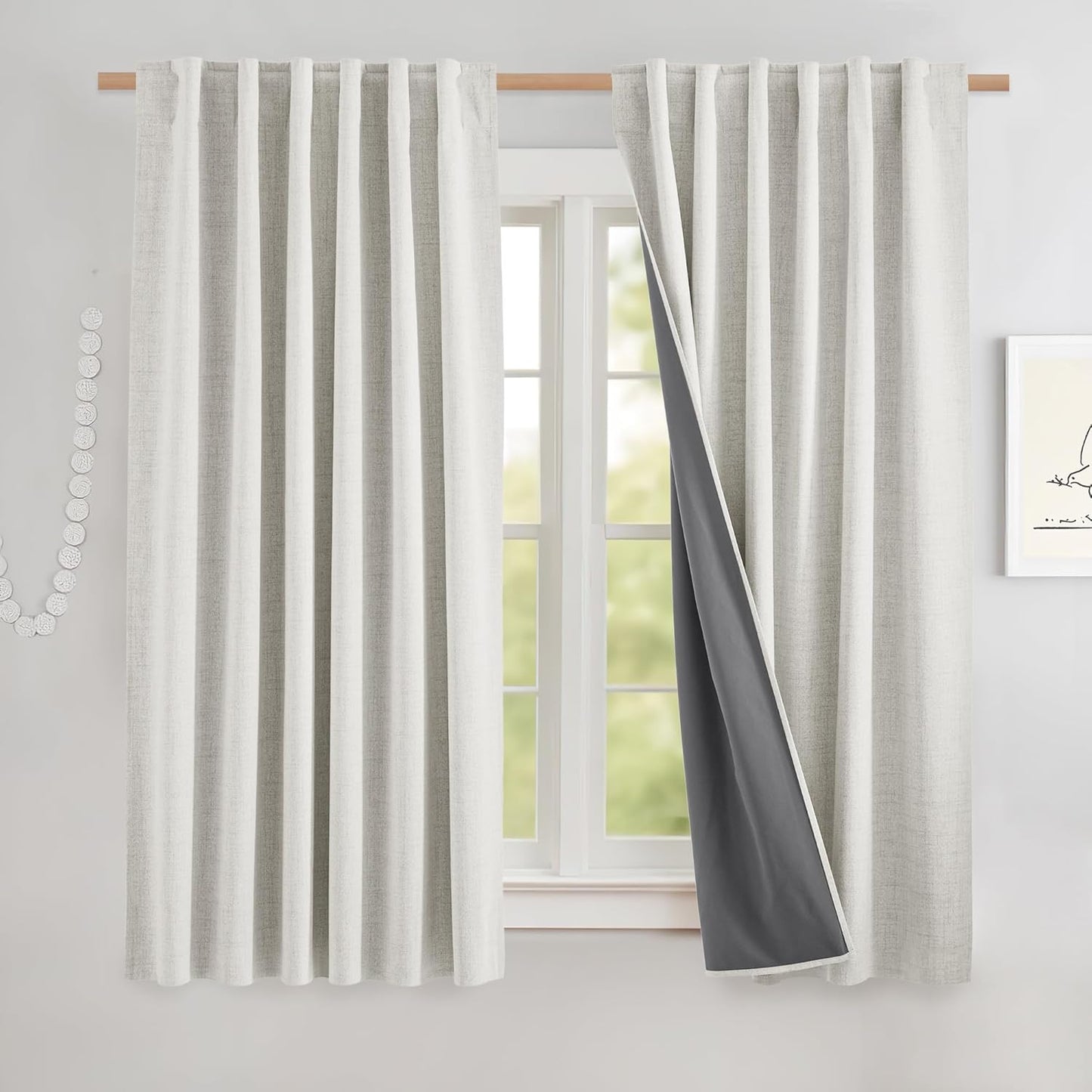NICETOWN 100% Blackout Linen Cafe Curtains for Farmhouse Style