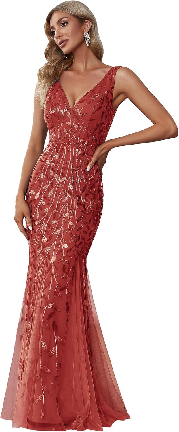 Stunning Mermaid Evening Dress with Sequin Tulle Design