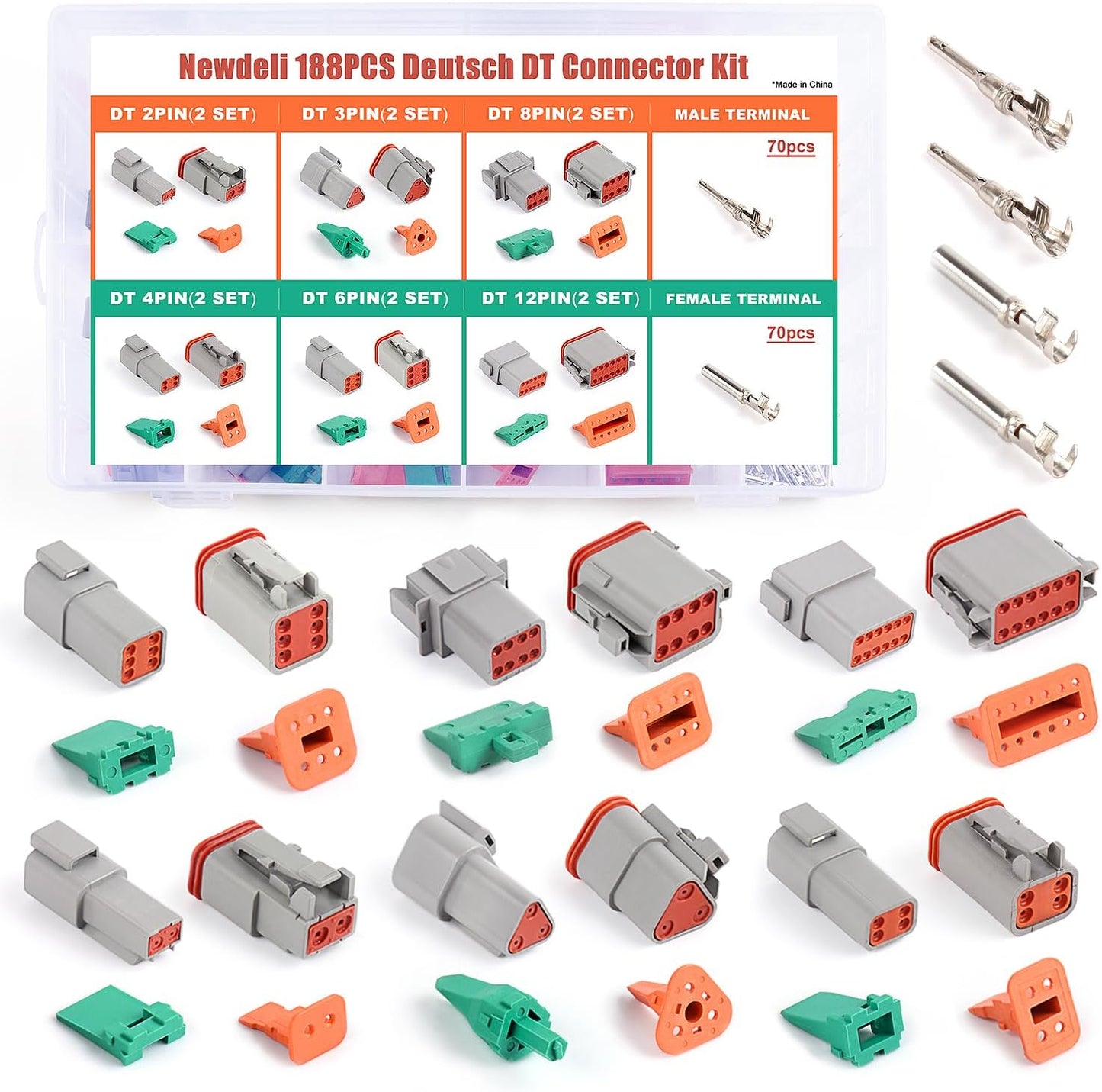 Deutsch Connector Kit 188Pcs for Automotive Electrical Needs