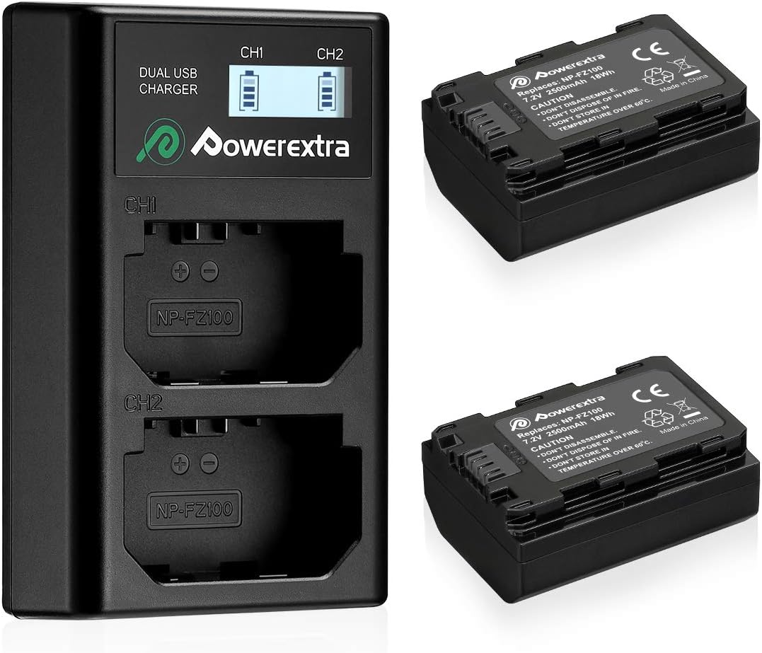 Powerextra Replacement NP-FZ100 Battery and Dual USB Charger