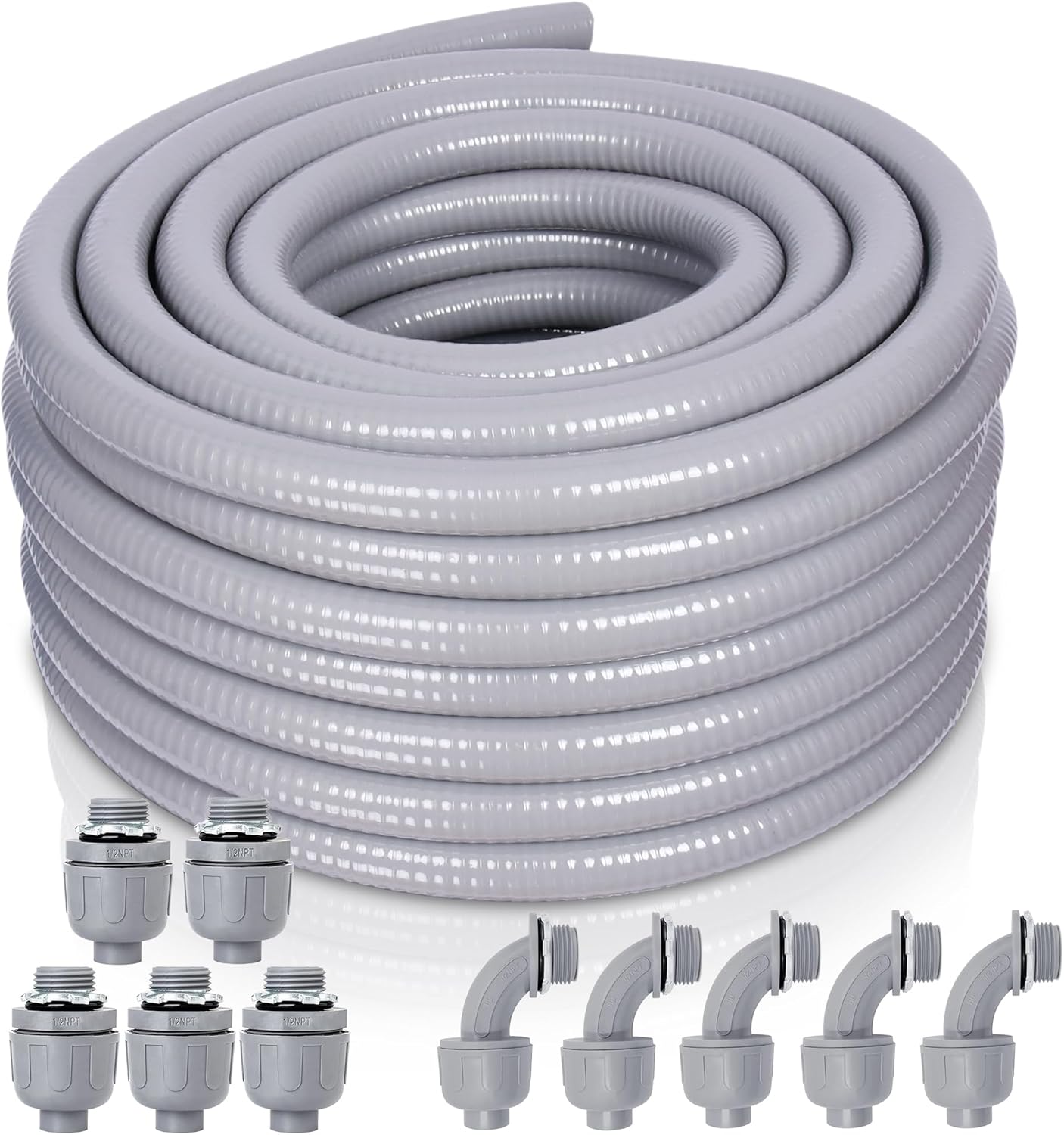 Liquid-Tight Conduit Kit 1/2 Inch 50 FT for Outdoor Wiring