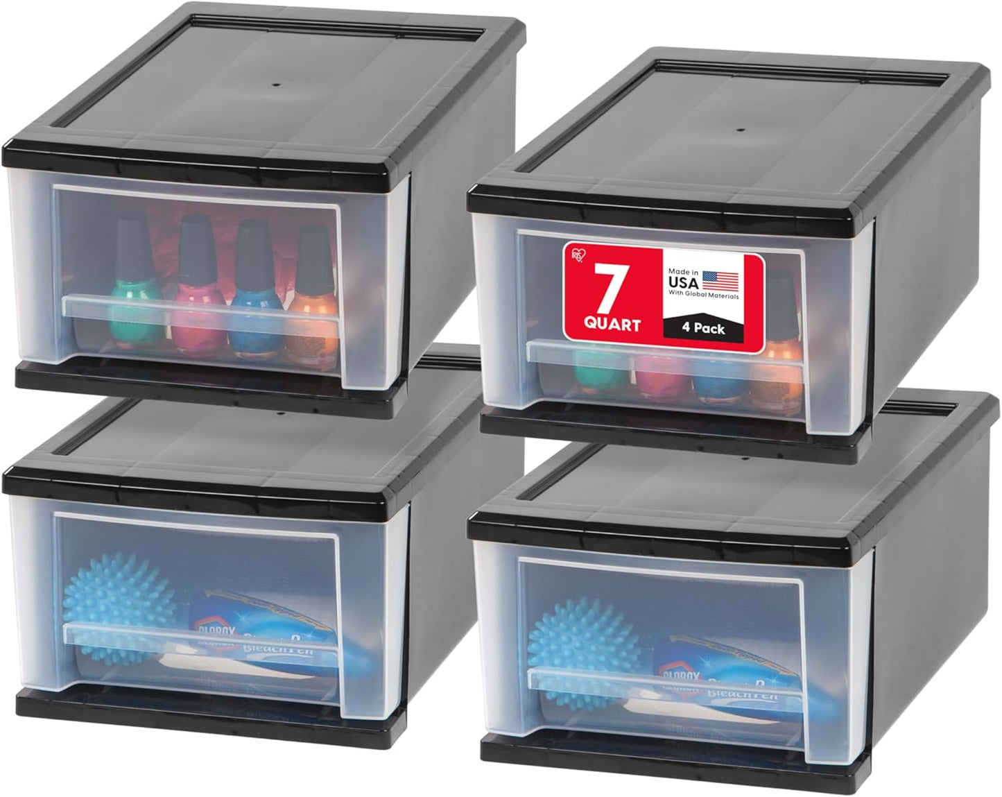 IRIS USA Plastic Stacking Storage Organizer Unit with Drawers