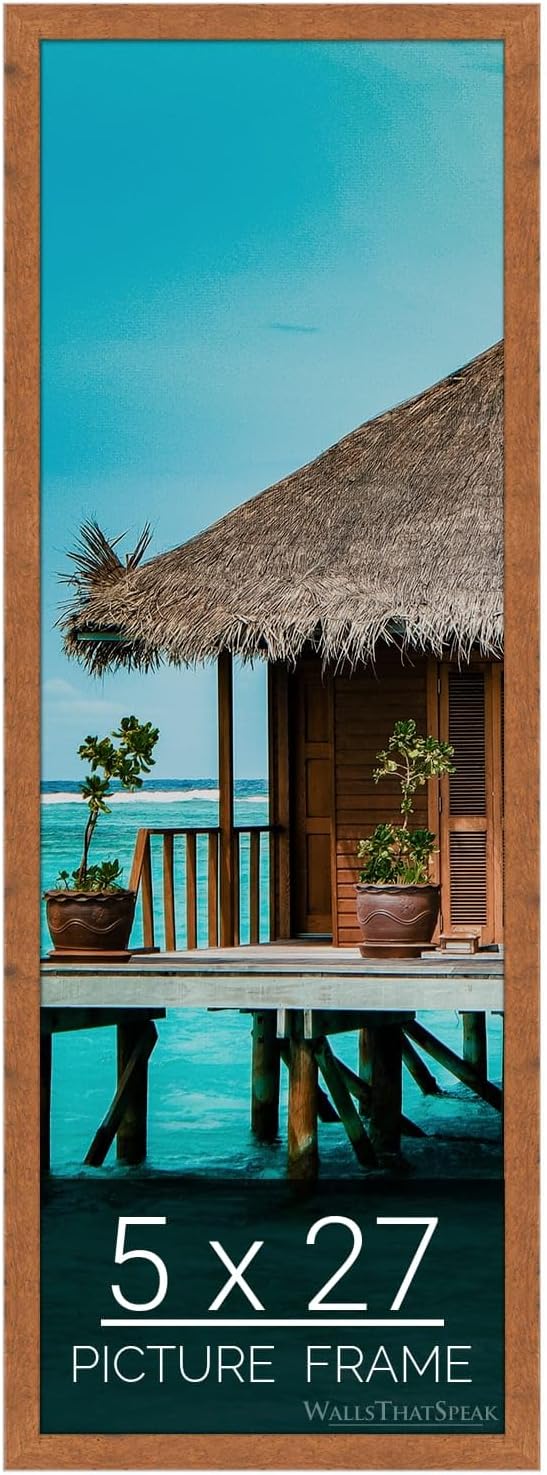 5x27 Light Walnut Rustic Pine Picture Frame for Art and Photos