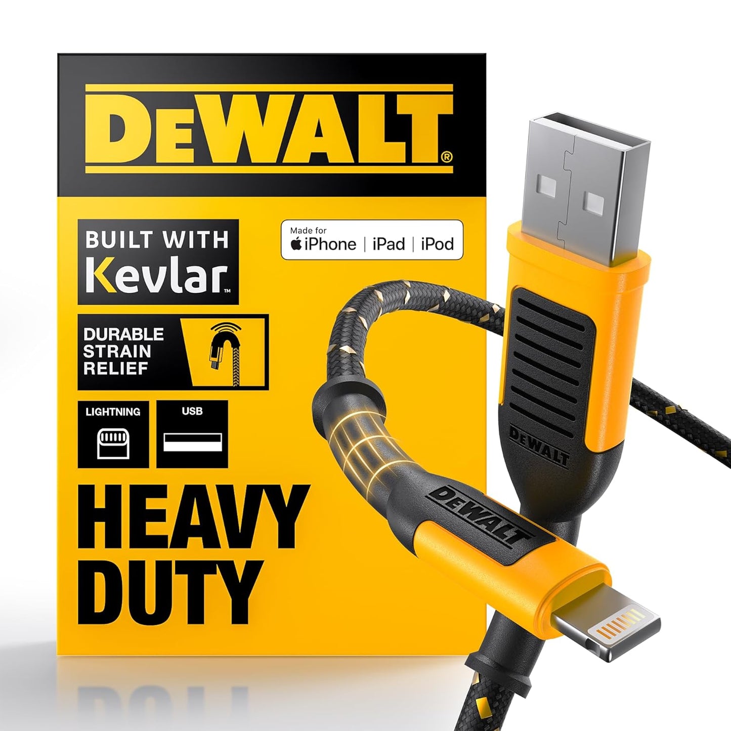 DEWALT 10ft Lightning Charger Cord - Reliable Charging Power