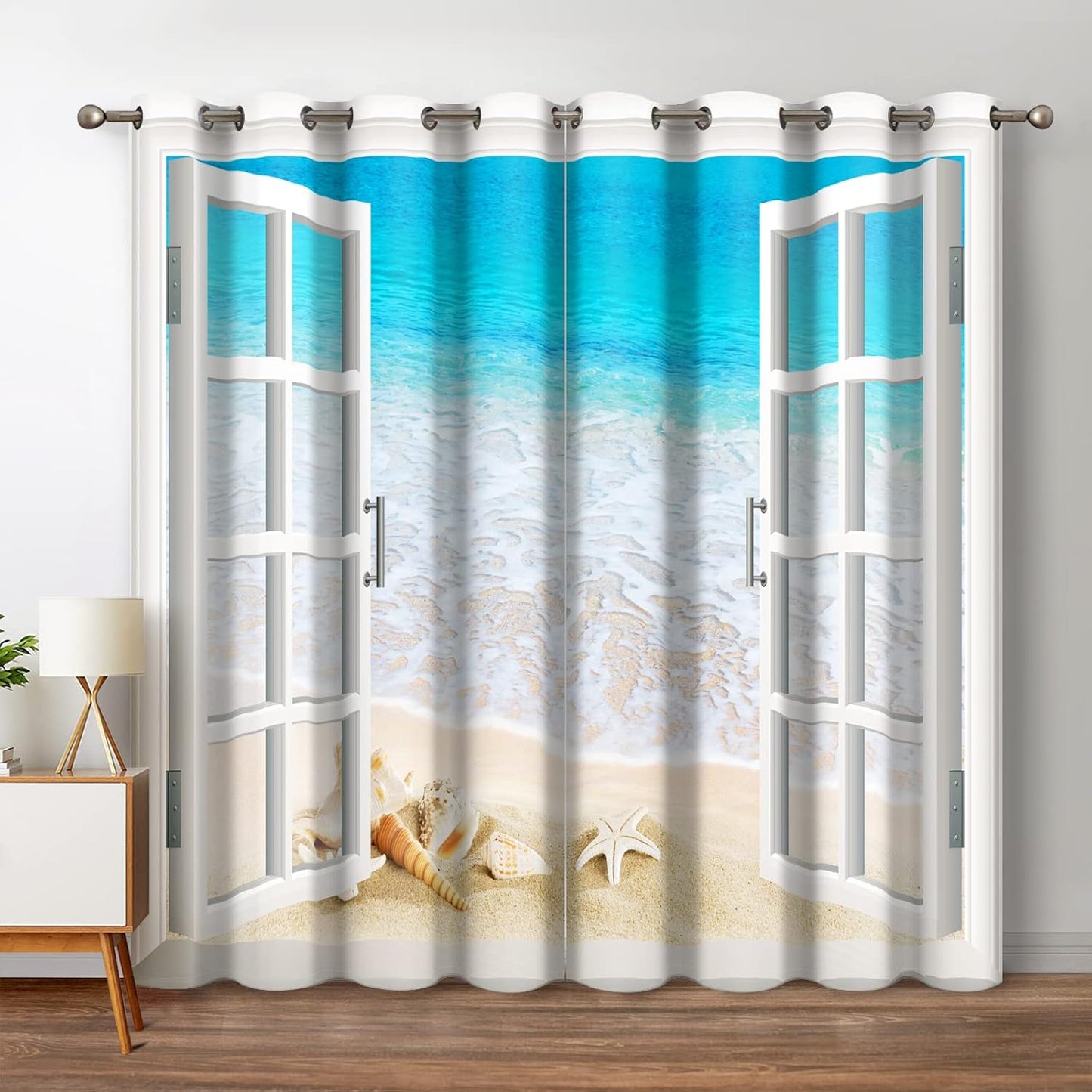 Jekeno Ocean Beach Blackout Curtains for Tropical Decor