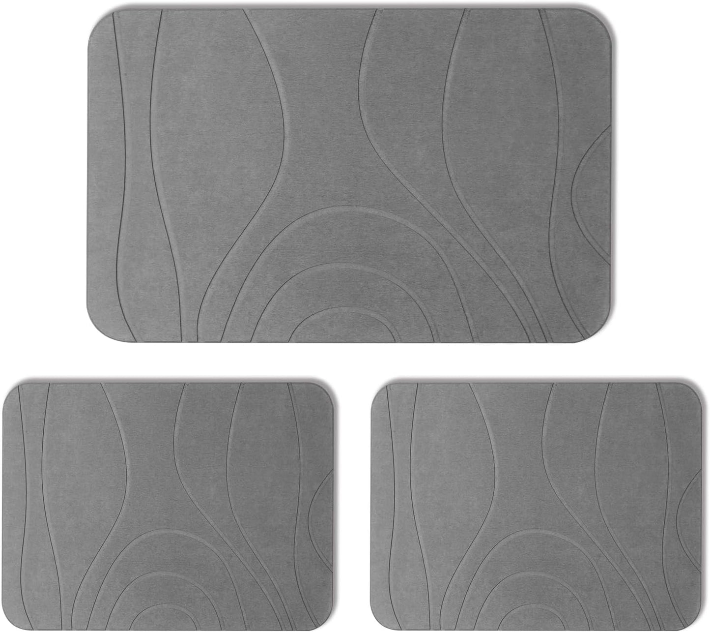 Diatomaceous Earth Shower Mat Set of 3 for Quick Drying