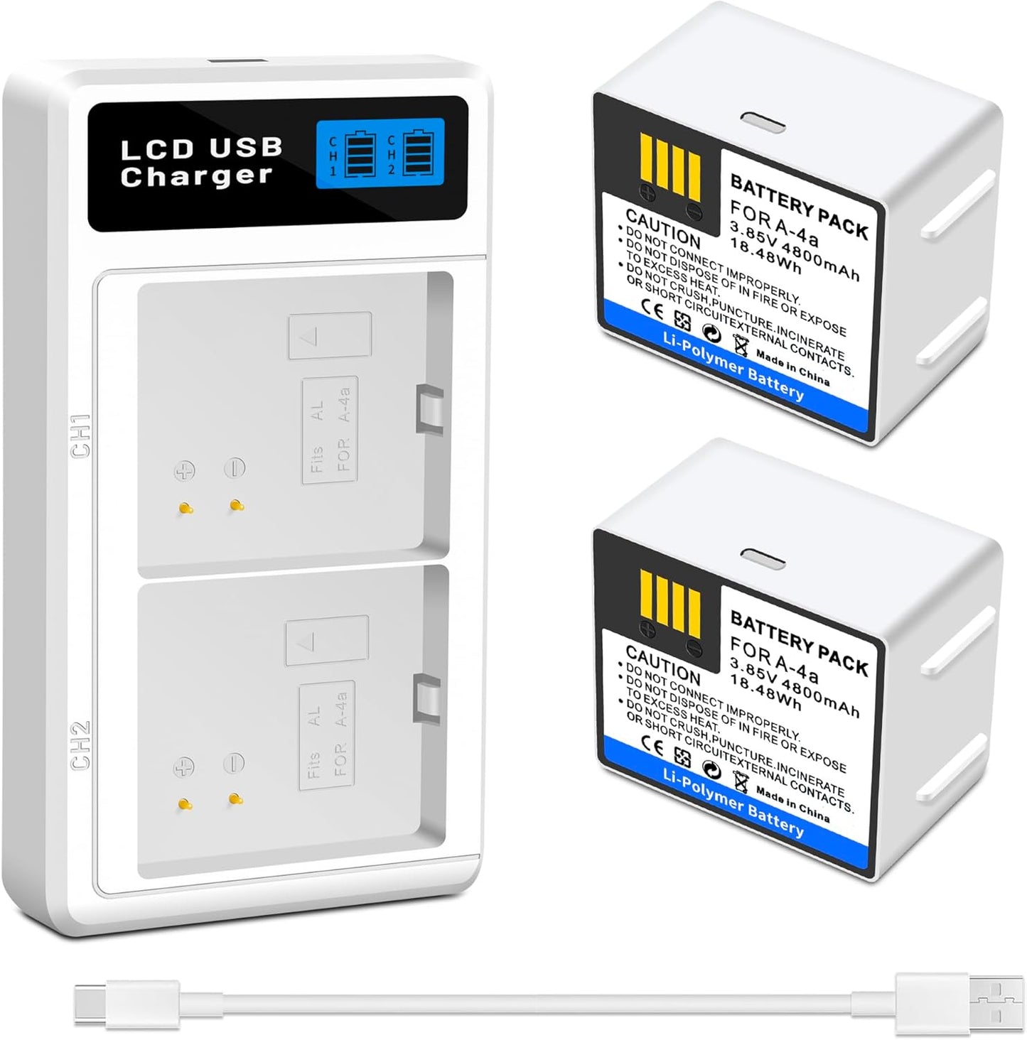 2 Pack A-4A Battery and LCD Dual Charger for Arlo Cameras