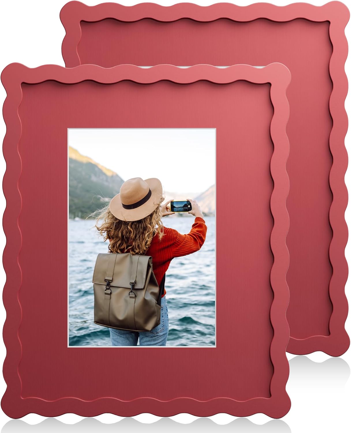 8X10 Wavy Picture Frame with Mat for 5x7 Photos, 2 Pack