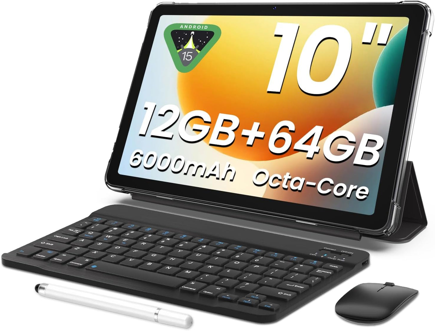 Tablet with Keyboard: 12GB RAM, 64GB Storage, 5G WiFi, 10.1 in