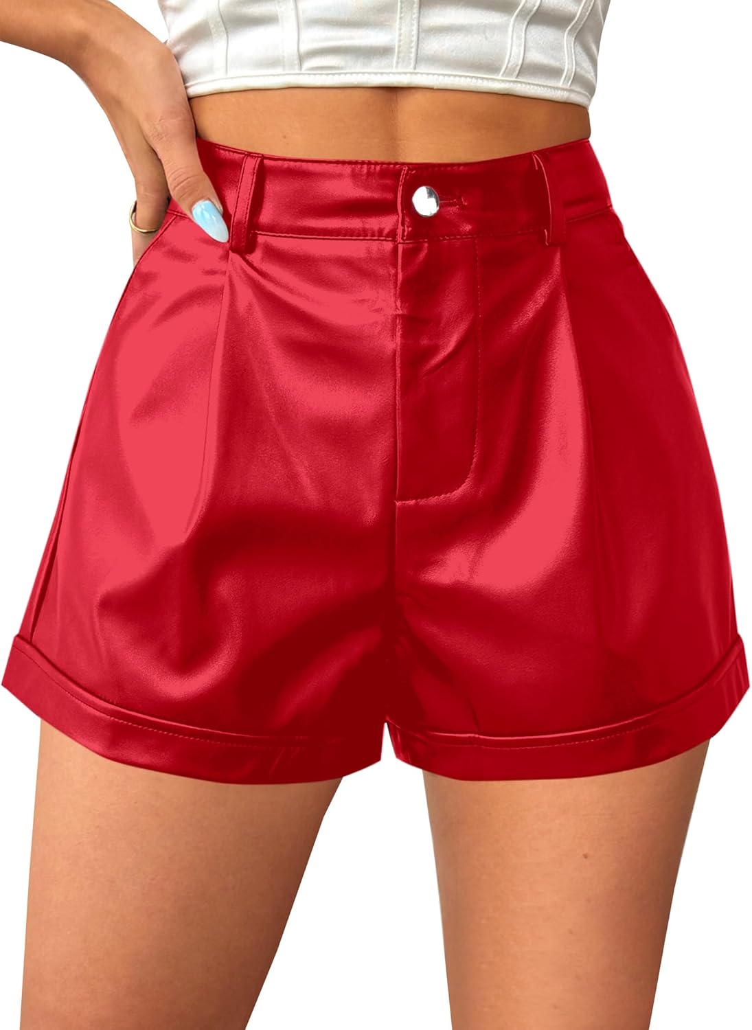 Faux Leather High Waisted Shorts for Women - Casual Summer Style
