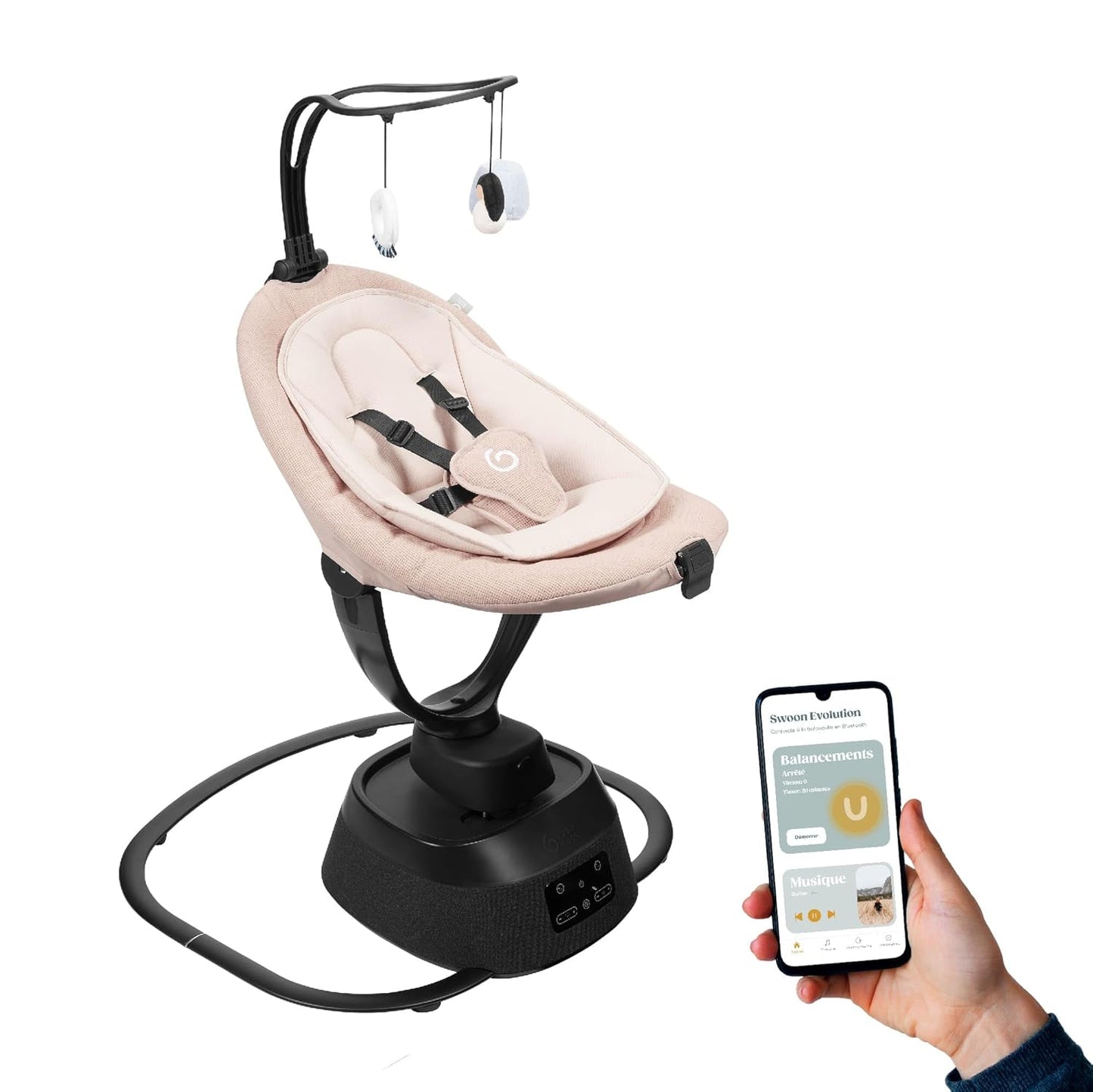 Smart Bluetooth Baby Swing w/ 8 Motions & Music