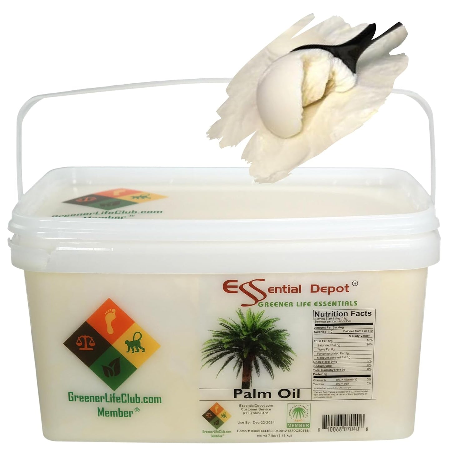 Essential Depot Palm Oil - Sustainable Food Grade Oil in 7 lbs Pail