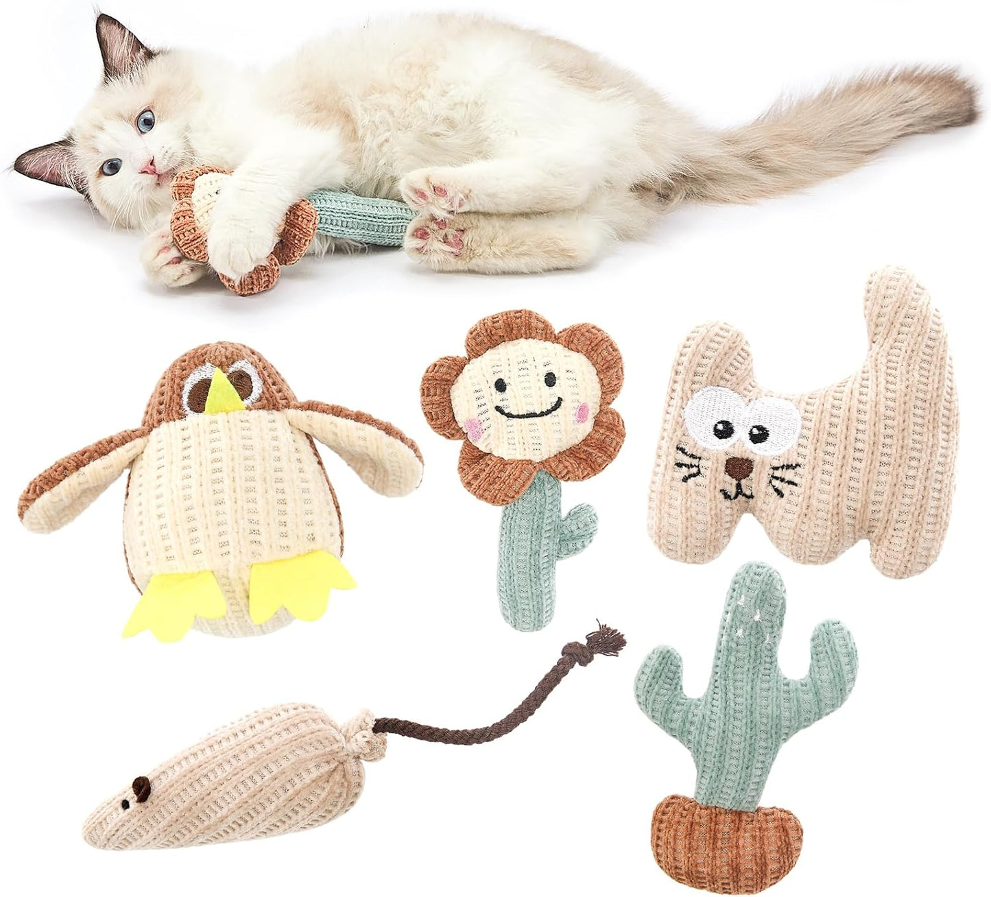 5-Pack Jiupety Catnip Toys: Interactive & Bite-Resistant!
