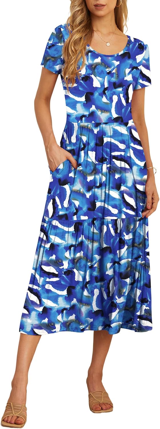 GRECERELLE Women's Summer Casual Short Sleeve Maxi Dress