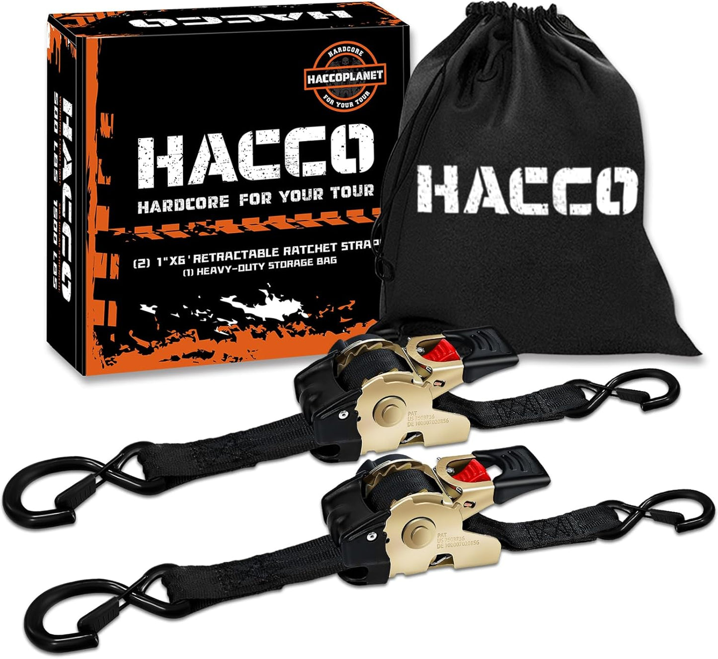 2Pk Retractable Ratchet Tie Down Straps for Secure Cargo