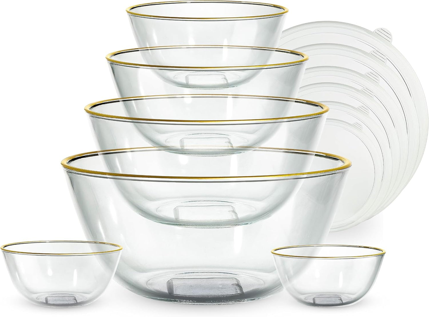 12 Pc Glass Mixing Bowl Set with Lids for Cooking and Baking