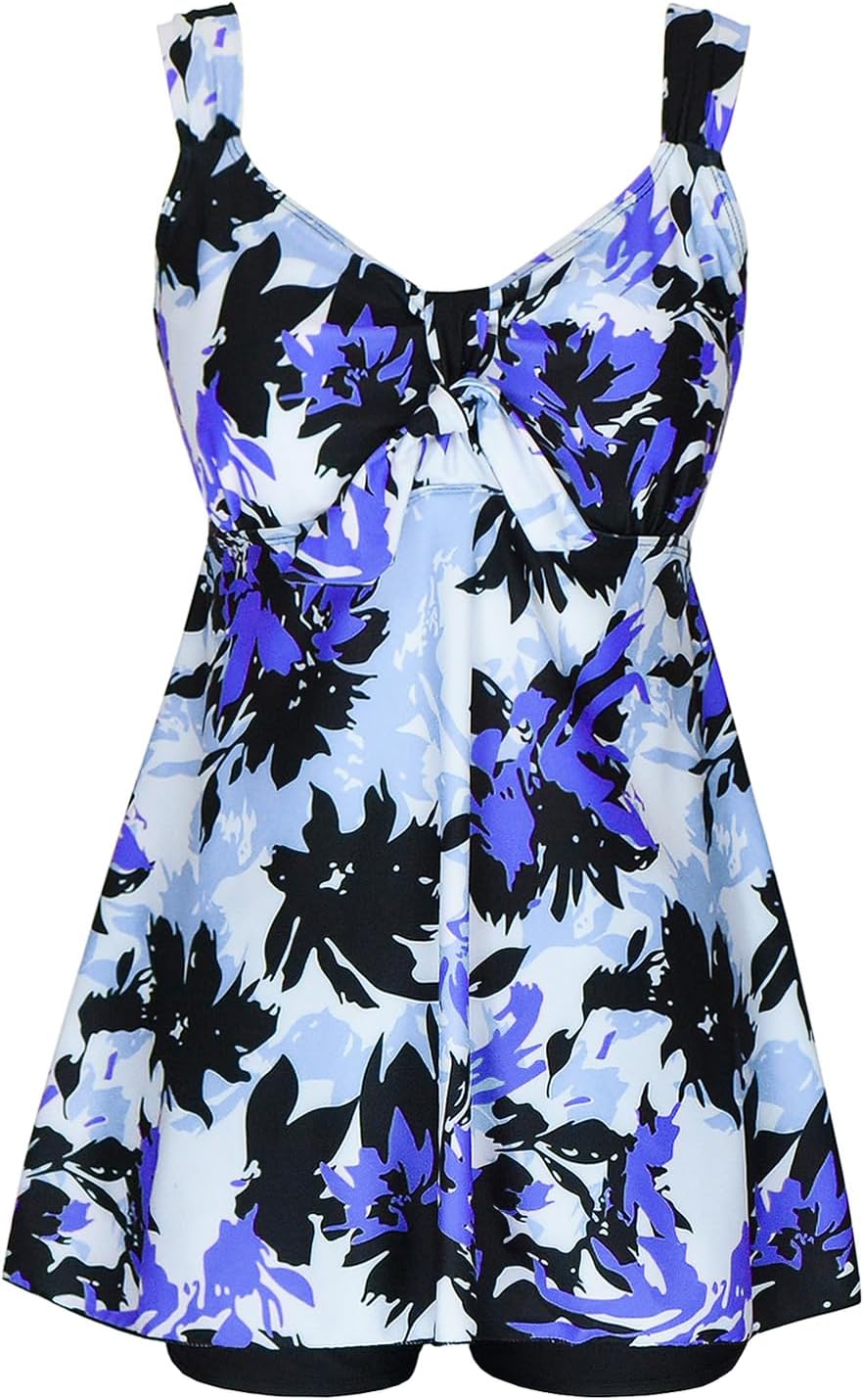 Plus Size Tankini Swimdress with Tummy Control for Women