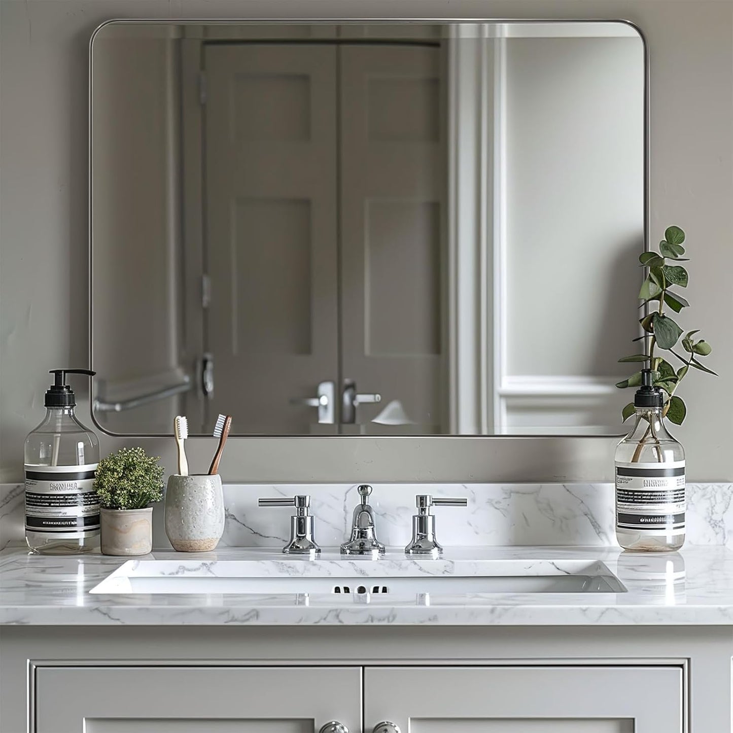 30x40 Chrome Bathroom Mirror with Premium Stainless Steel Frame