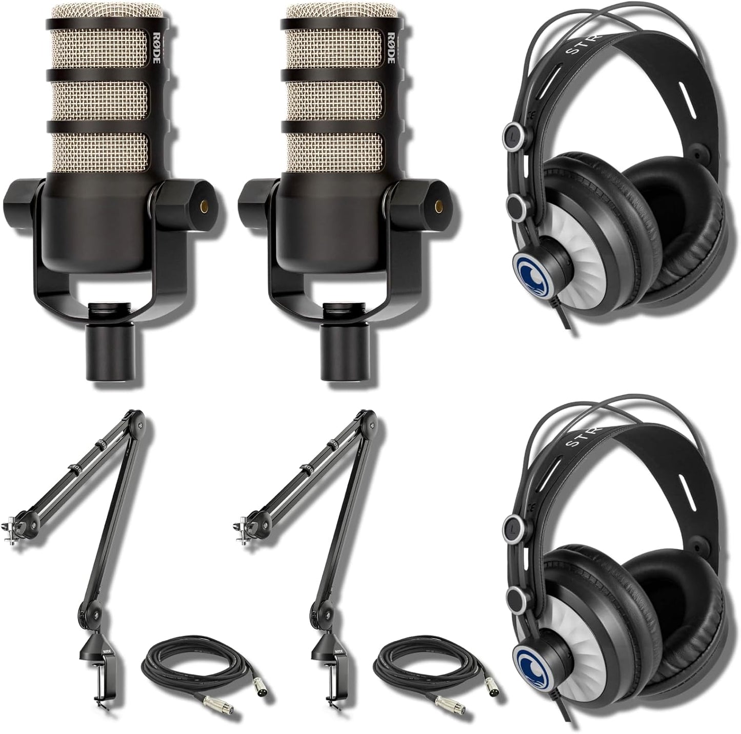 Rode PodMic Dynamic Podcast Microphone Pair with Boom Arms