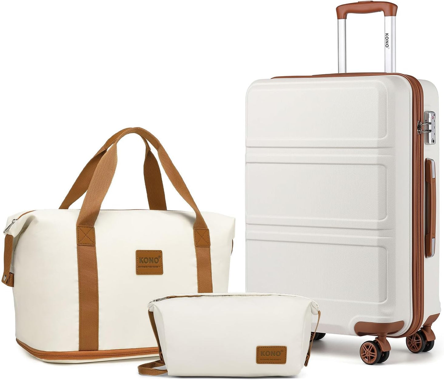 Kono 3 Piece Carry On Hardside Luggage Set with TSA Lock