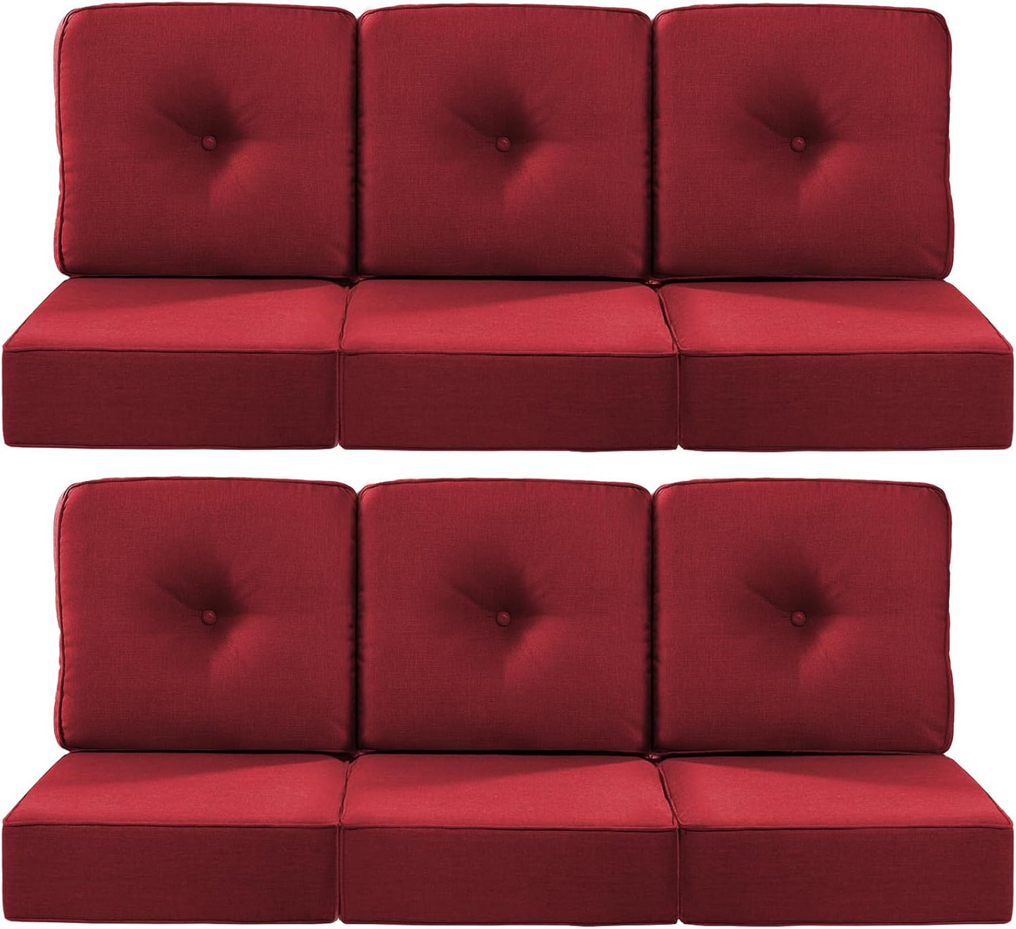 Luxury 22x24/22x25 Outdoor Deep Seat Cushions Set of 6 Red