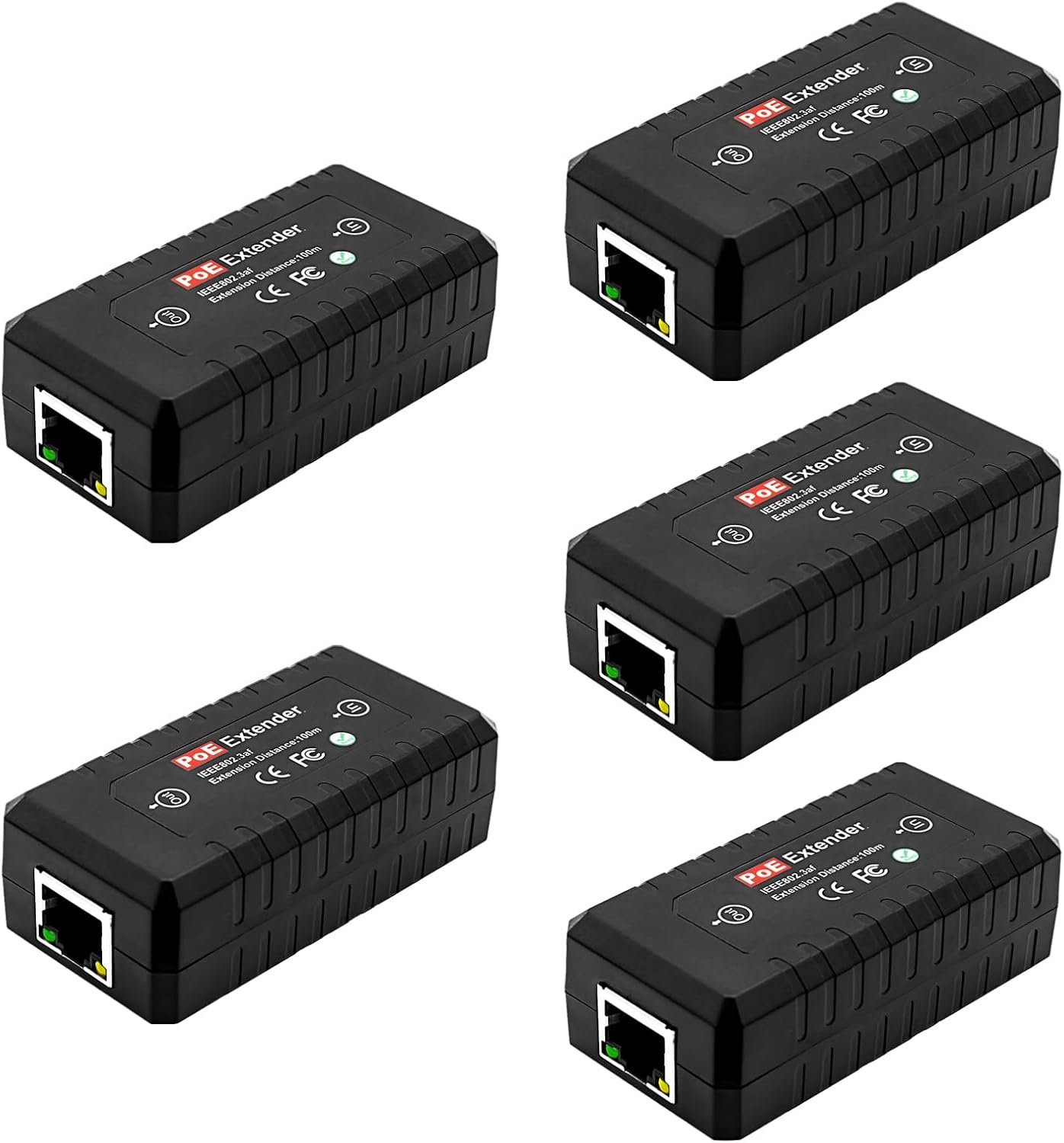 5-Pack PoE Extender Repeater for Security Cameras and More