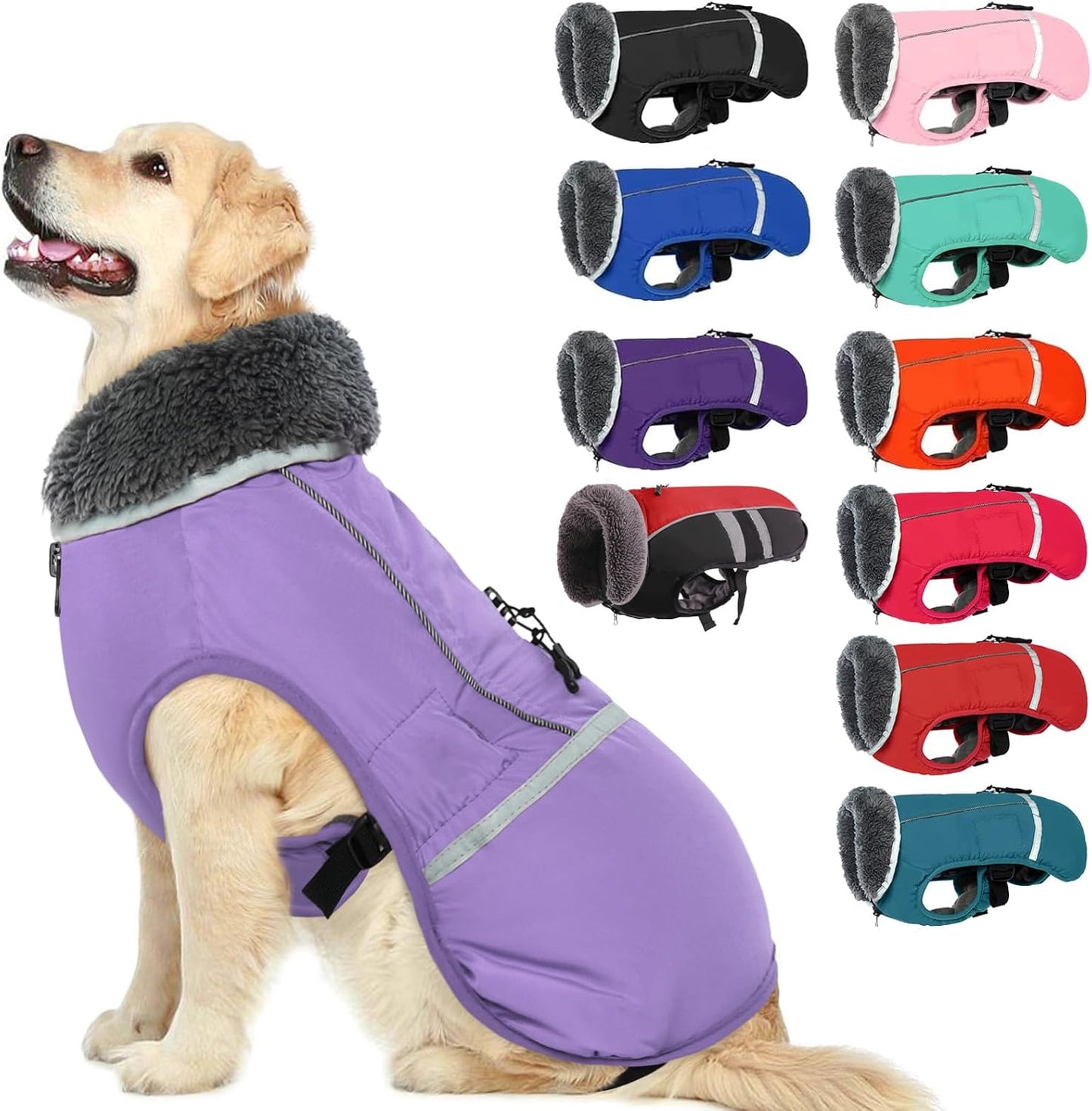 QBLEEV Warm Dog Coat Reflective Winter Jacket for Cold Weather