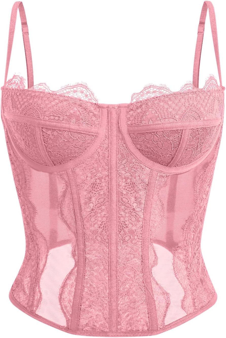 Stylish Corset Tops for Women - Lace Mesh Date Night Fashion