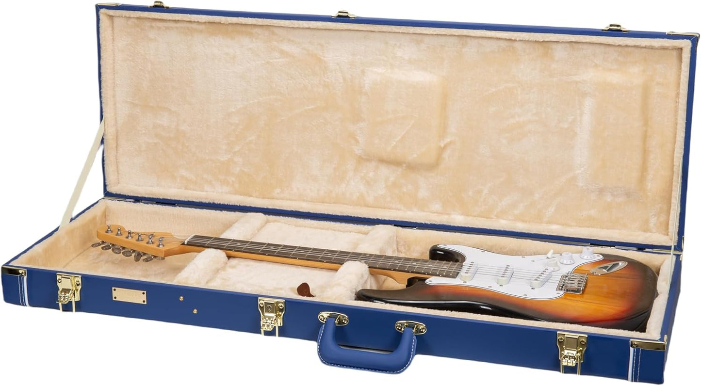 Crossrock Rectangular Wooden Electric Guitar Case for Strat & Tele