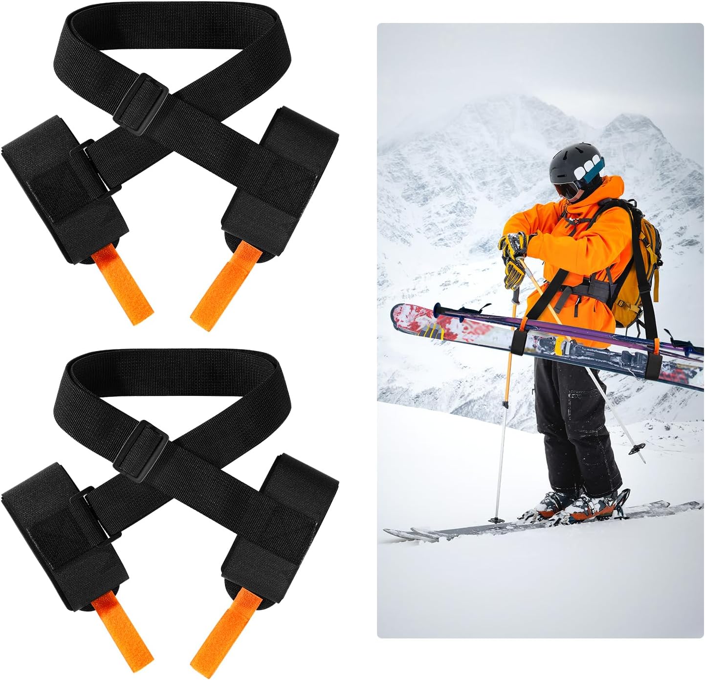 Ski Strap Set: Easy Carry for Ski & Pole