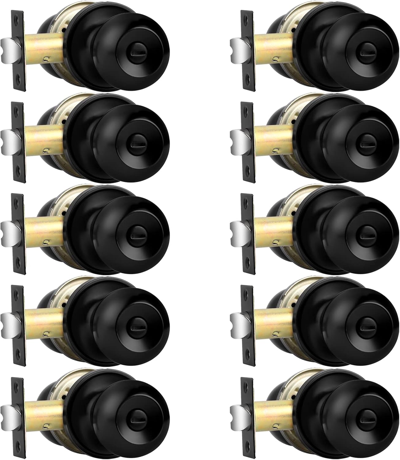 Probrico Flat Black Ball Privacy Door Knobs for Bedrooms & Baths